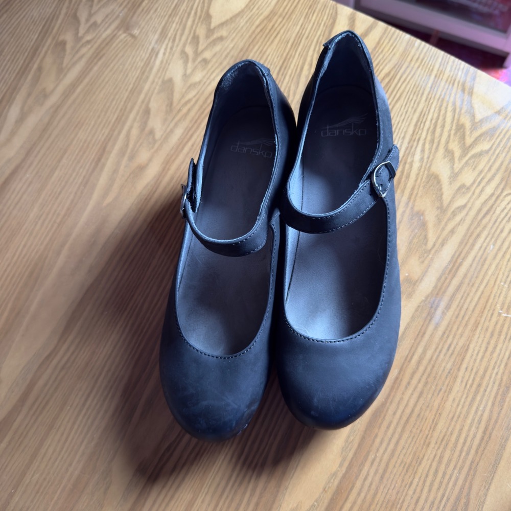 Dansko Marla Mary Jane Heels Black Burnished Calf Leather Women's EU 40 US 9.5 - Picture 3 of 6